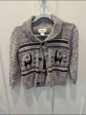 Old Navy Kids Gray Shawl Collar Llama Knit Cardigan